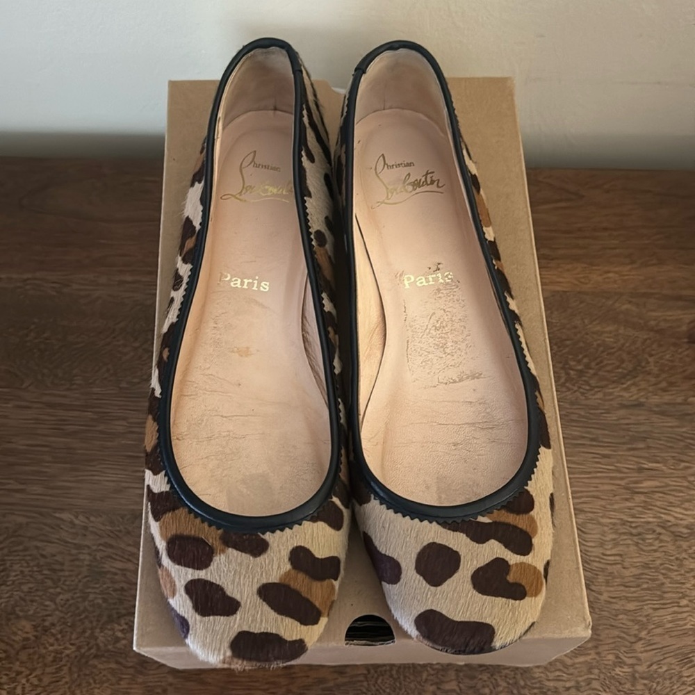 Christian Louboutin Leopard Pony Hair Ballet Flats Size 39 - Picture 6 of 9